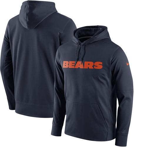Men's Chicago Bears Nike Navy Performance Circuit Wordmark Essential Pullover Hoodie - Click Image to Close